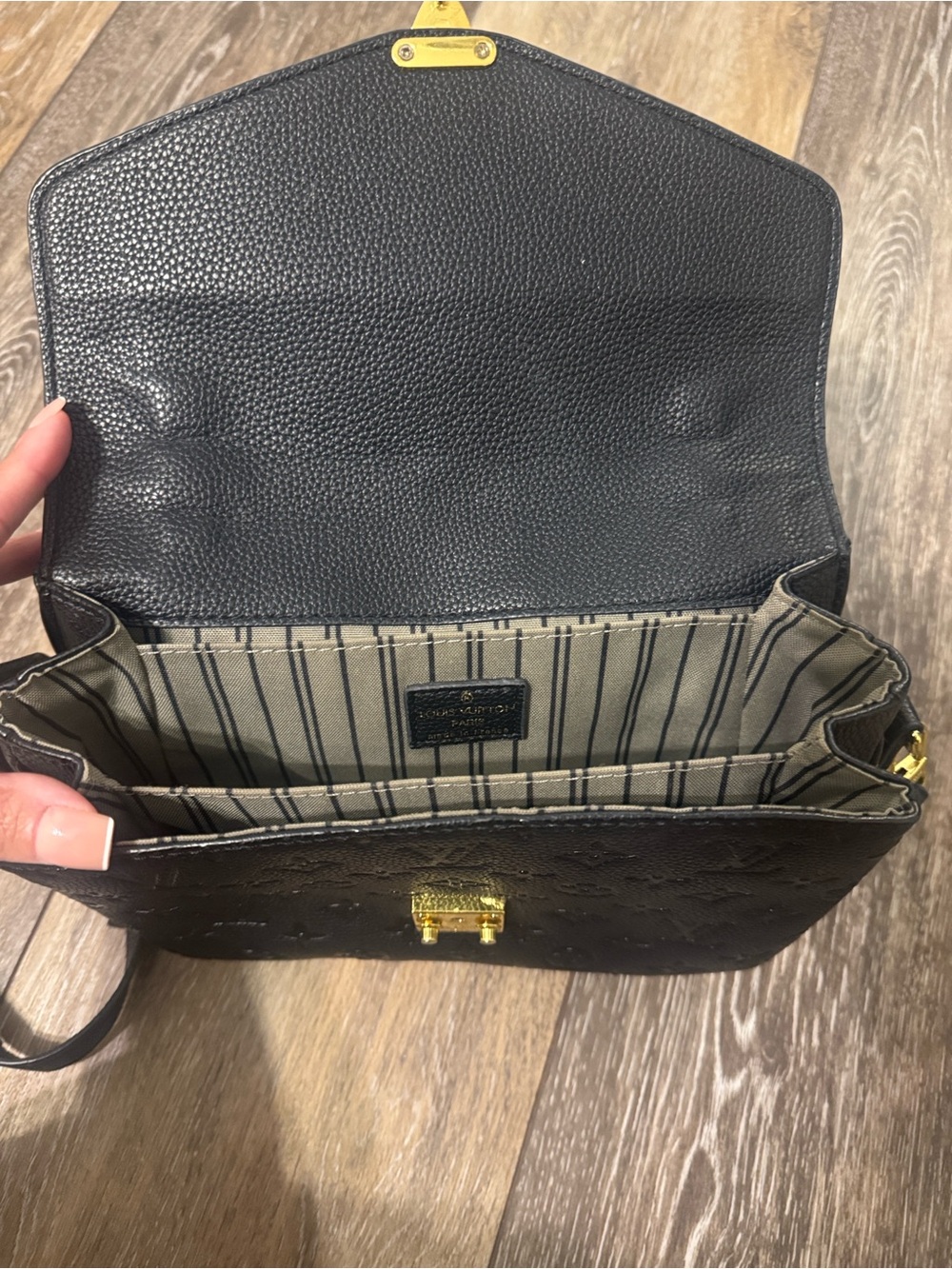 Louis Vuitton Black Embossed Crossbody Bag with Gold Hardware - Picture 2 of 5